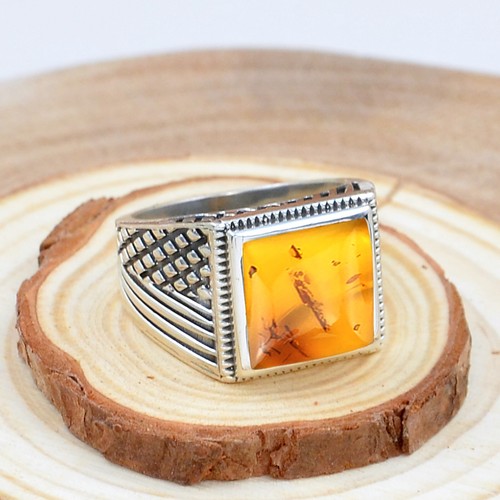 Anello uomo ambra baltica - anello,